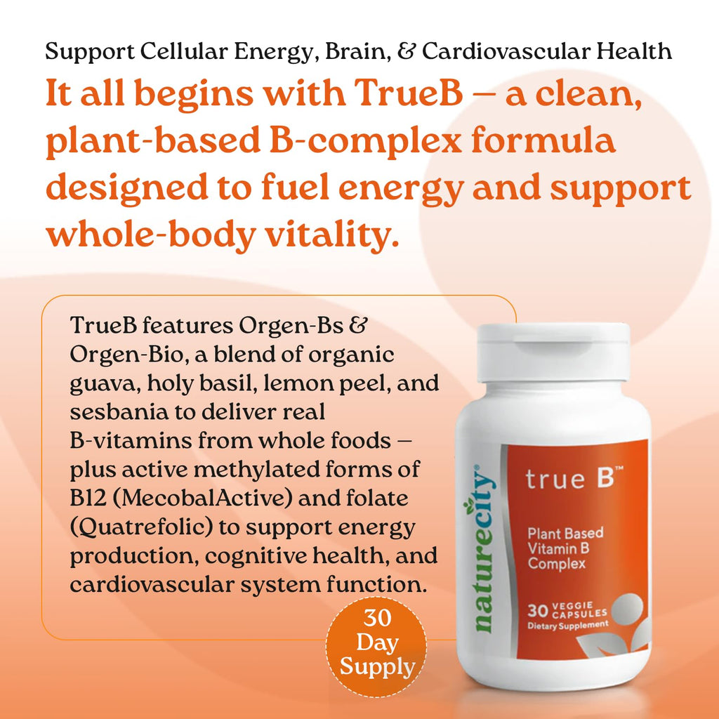 Nature City True-B Vitamin B Complex with Active B12 & Folate - 30 Capsules - image 2