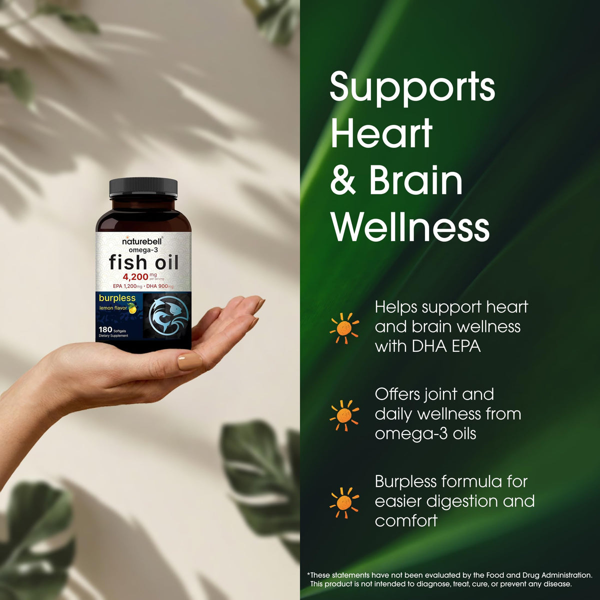 NatureBell Omega-3 Fish Oil - 180 Softgels - image 4