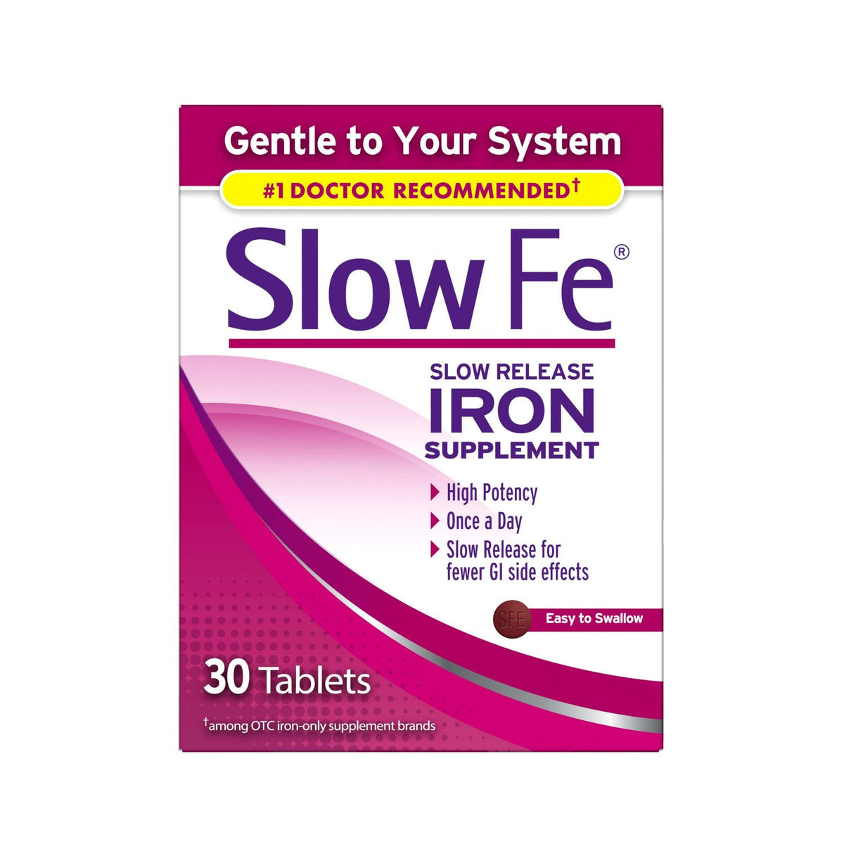 Slow Fe Iron Supplement Tablets, High Potency - 30 Tablets