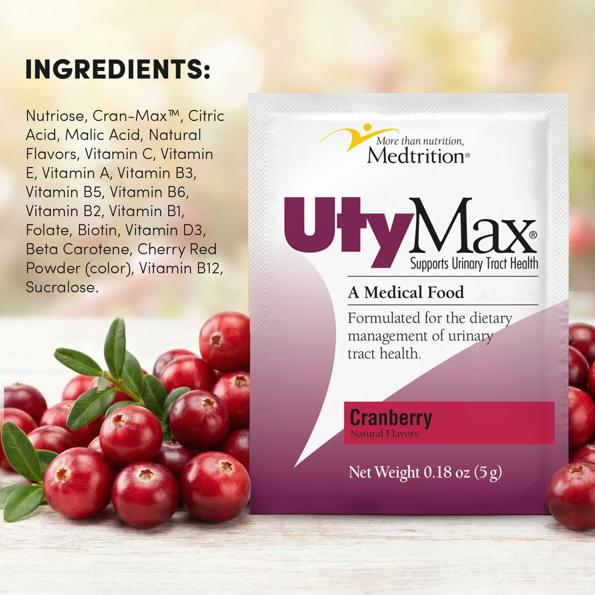 Medtrition UtyMax Cranberry Medical Food Powder - 60 Packets - image 3