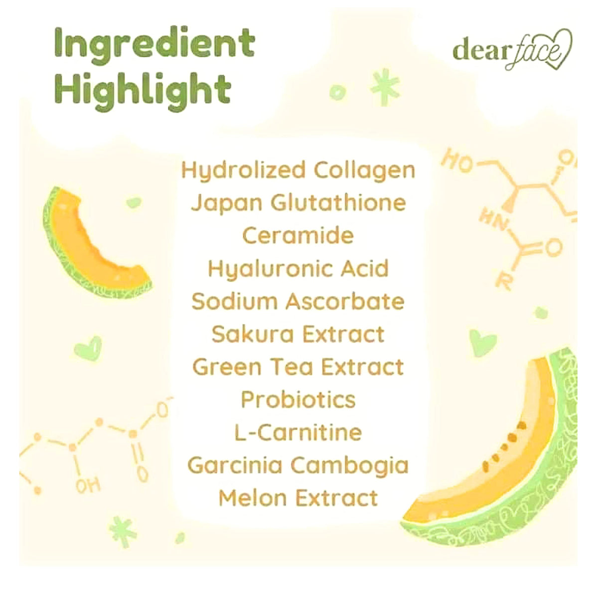 Dear Face Beauty Milk Japanese Collagen Melon Drink - 1 Pack - image 3