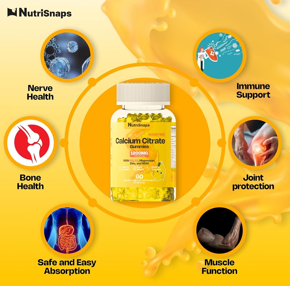 Nutrisnaps Calcium Citrate Gummies 1200mg Bone Support - 60 Count - image 4