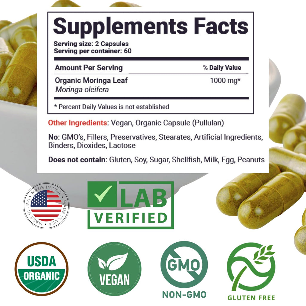 Mother Nature Organics Moringa Leaf Capsules 1000mg - 120 Capsules - image 6