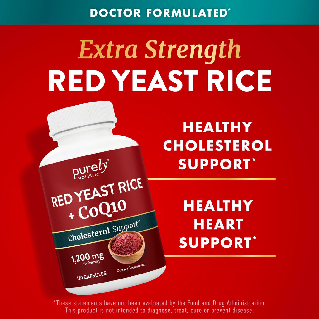 Purely Holistic Red Yeast Rice with CoQ10 Heart Health Support - 120 Capsules - image 3