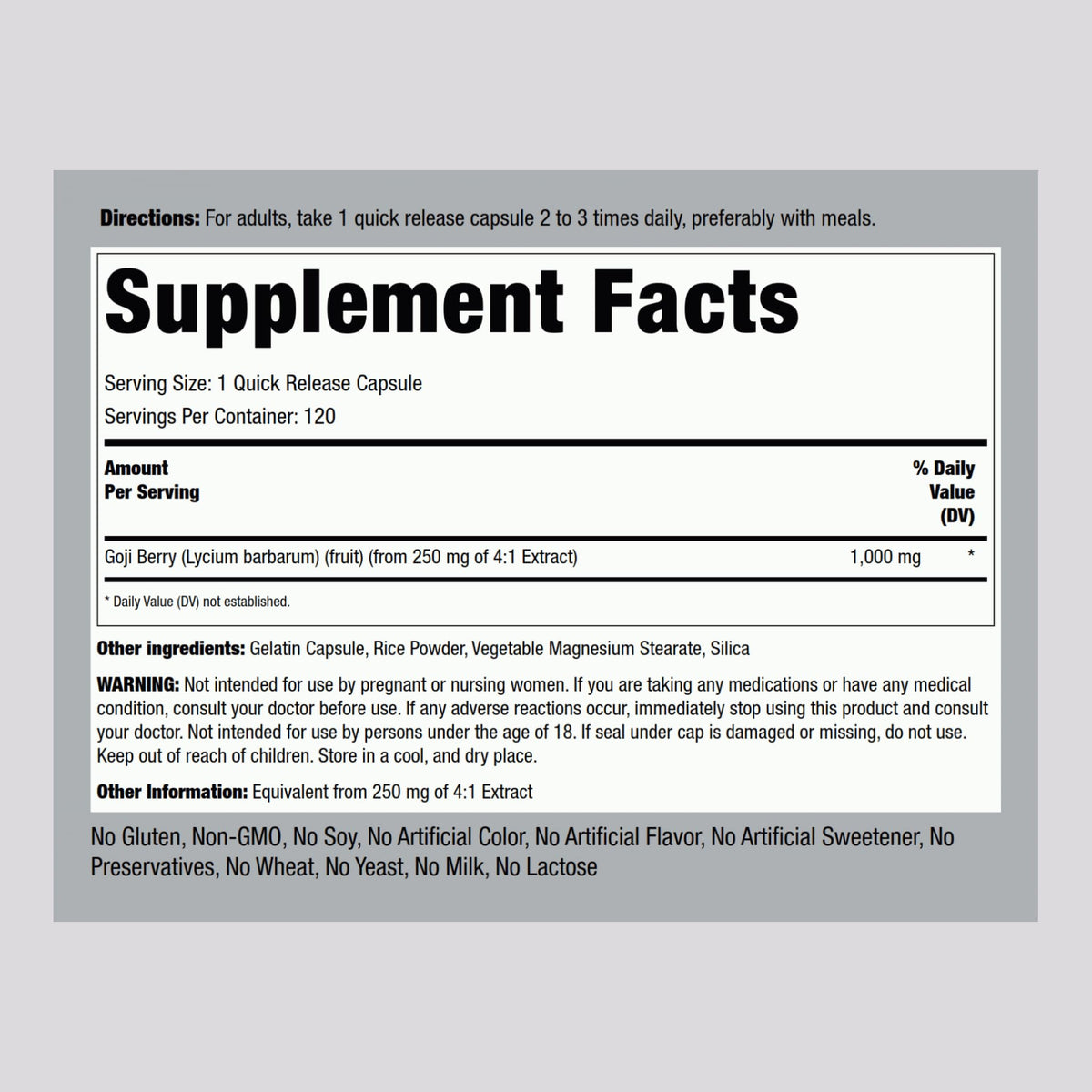 Piping Rock Goji Berry Supplement - 120 Capsules - image 2
