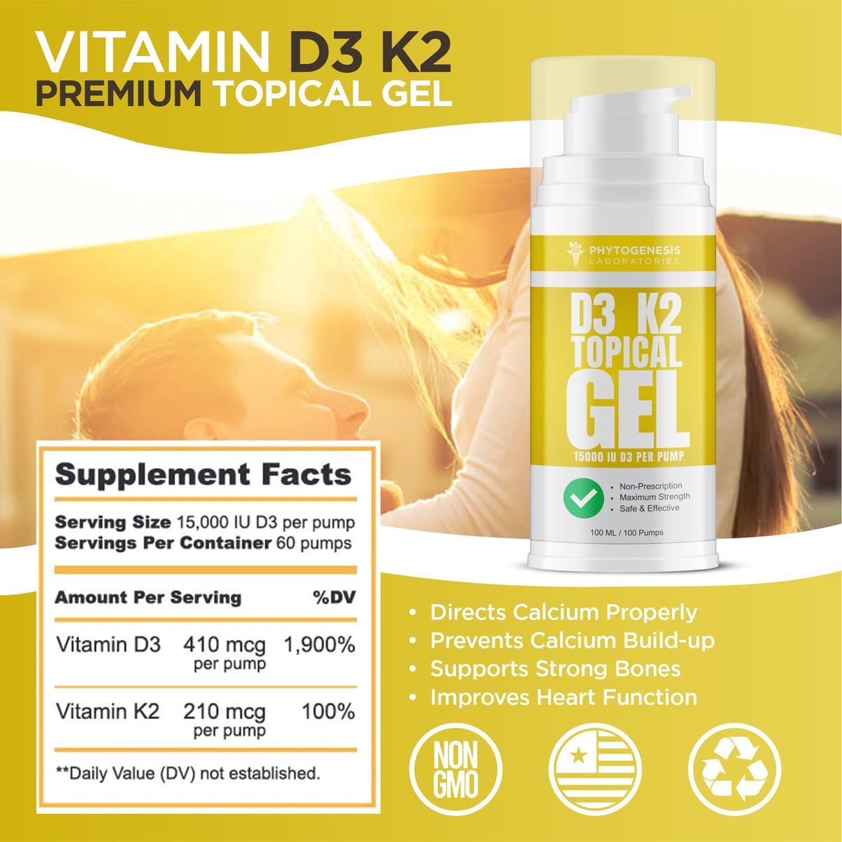Androgenesis Phytogenesis Vitamin D3 K2 Topical Gel - 1 Count - image 4