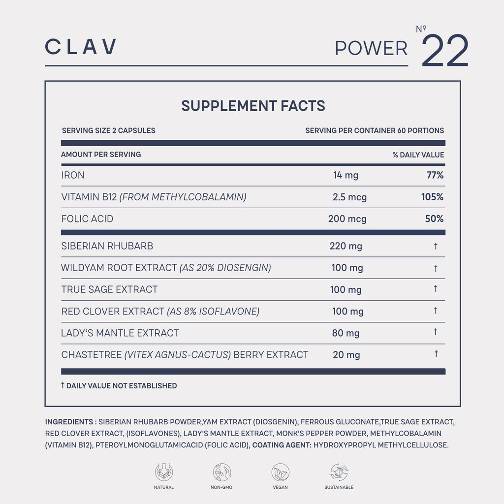 CLAV Power Hormone Balance for Women Plant-Based Complex - 120 Capsules - image 9