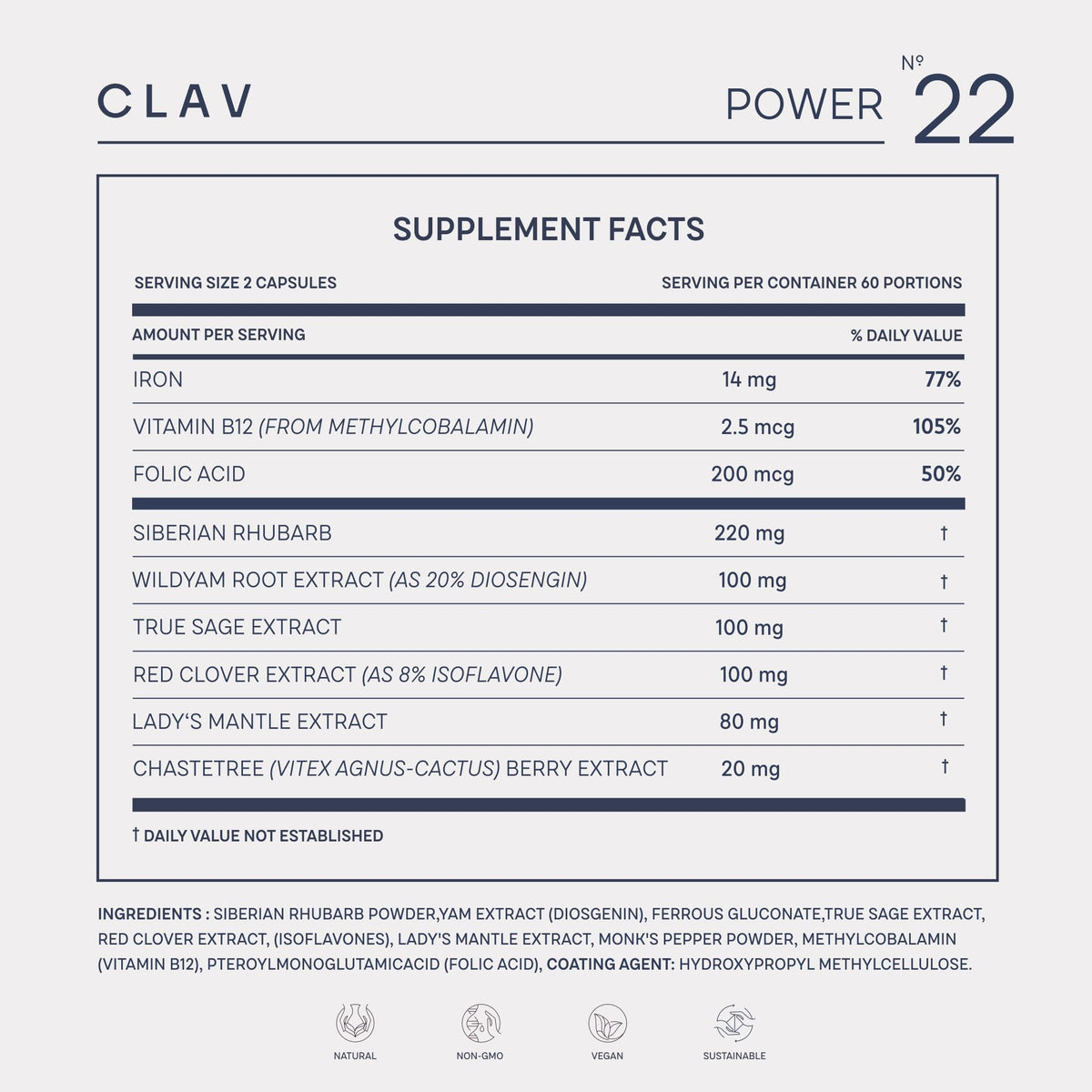 CLAV Power Hormone Balance for Women Plant-Based Complex - 120 Capsules - image 9
