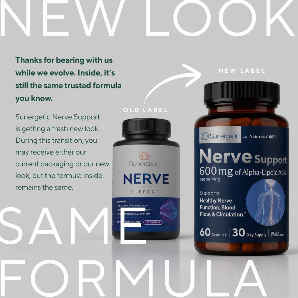 Sunergetic Nerve Support Supplement with Alpha Lipoic Acid 600 mg - 60 Capsules - image 3