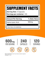 BulkSupplements Alpha Lipoic Acid 600mg - 240 Capsules - image 2