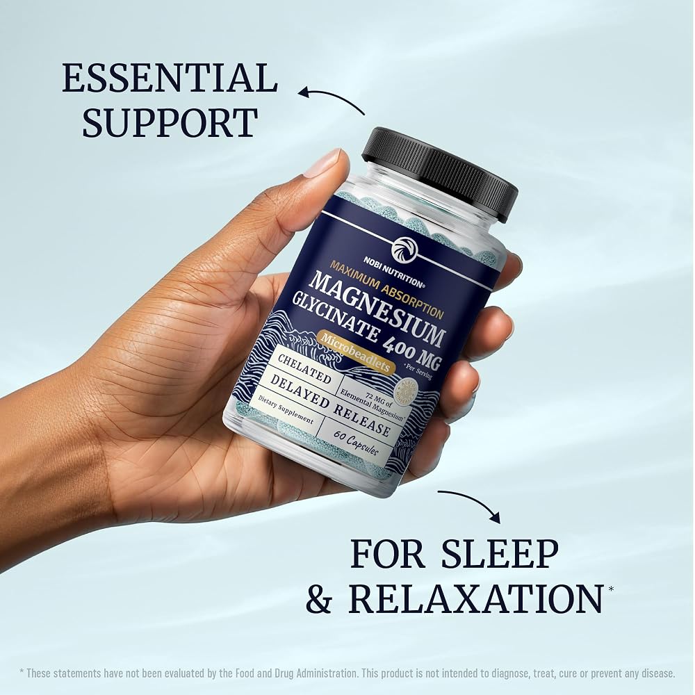 Nobi Nutrition Magnesium Glycinate 400mg for Sleep & Relaxation - 60 Beadlets - image 8