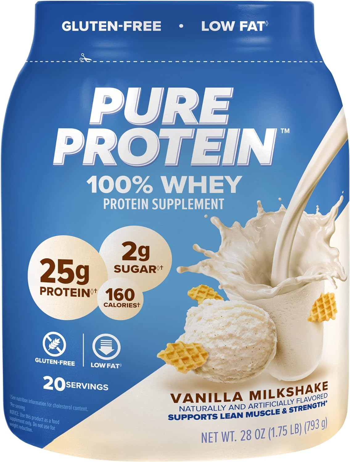 Pure Protein Natural Whey Powder Vanilla - 1.6 lbs
