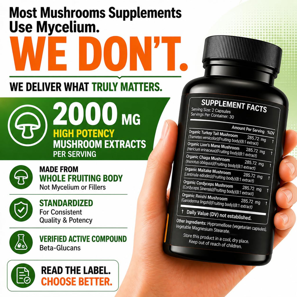 HCL Herbal Code Labs Mushroom Supplement Extract - 60 Capsules - image 3