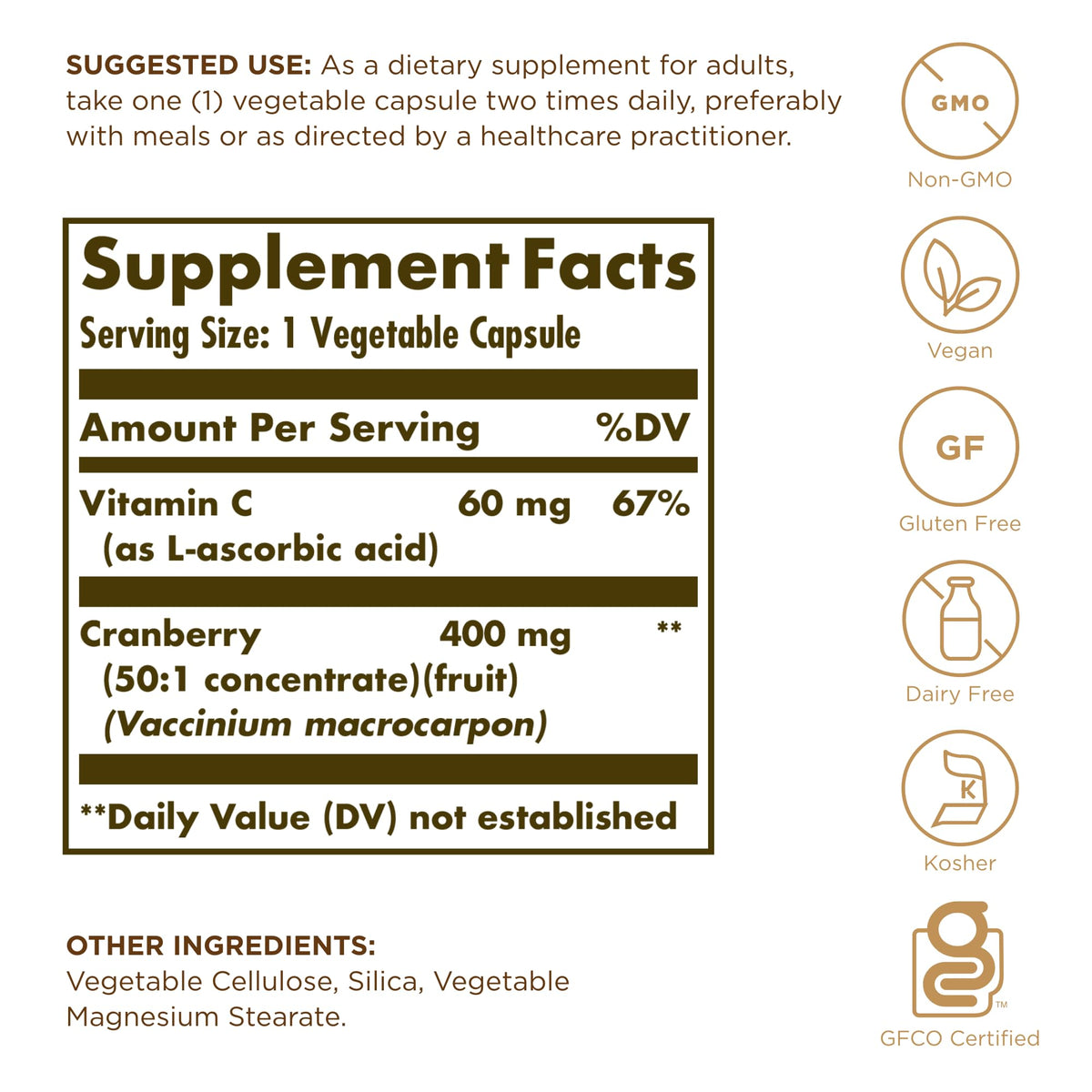 Solgar Cranberry with Vitamin C - 60 Vegetable Capsules - image 2