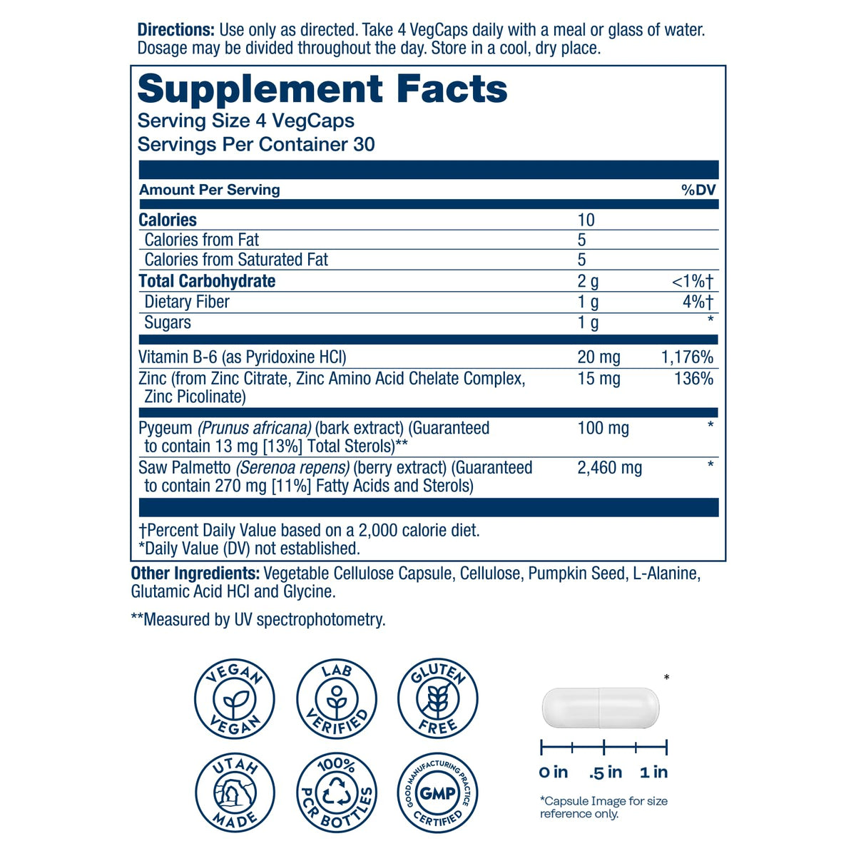 SOLARAY Saw Palmetto & Pygeum Prostate Support - 120 Vegetarian Capsules - image 2