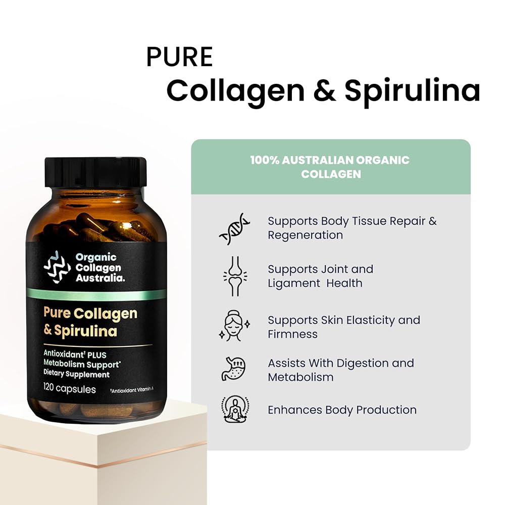 Organic Collagen Australia Pure Collagen & Spirulina - 120 Capsules - image 2