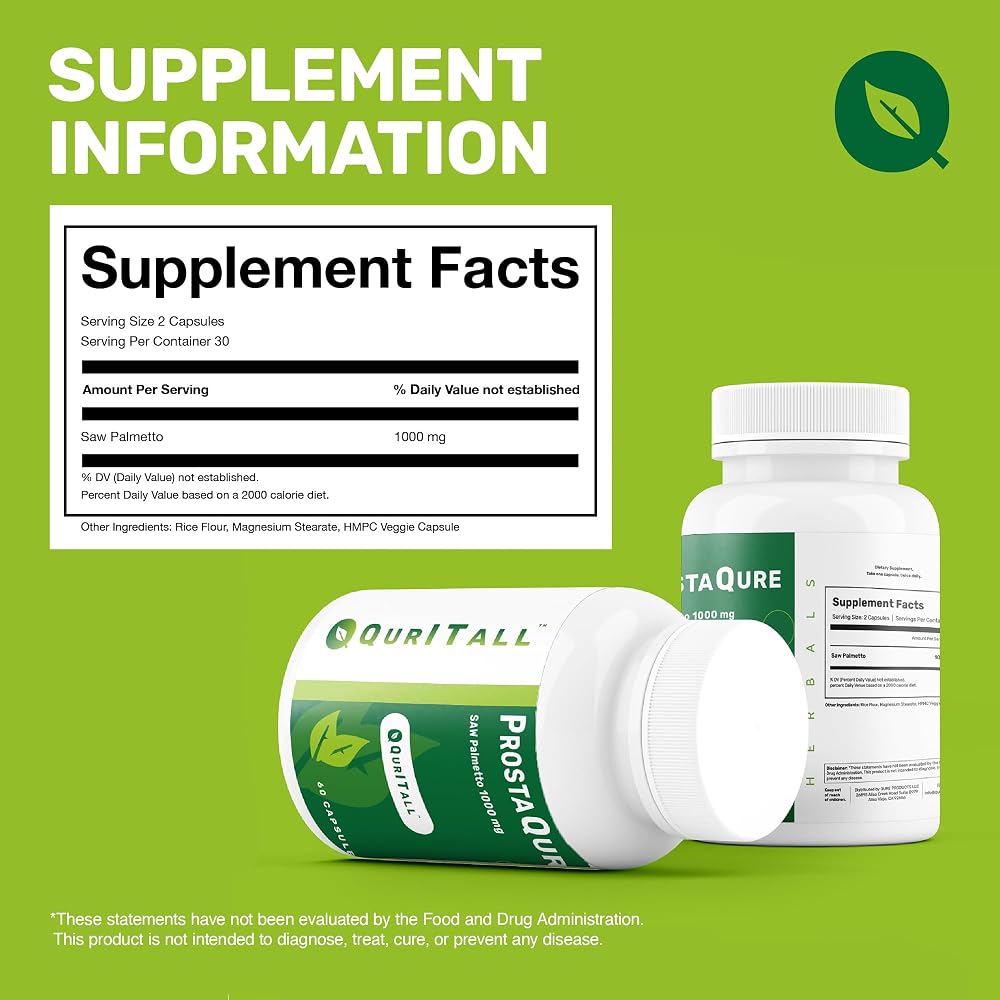 QurItAll ProstaQure Saw Palmetto 1000 mg - 60 Capsules - image 5