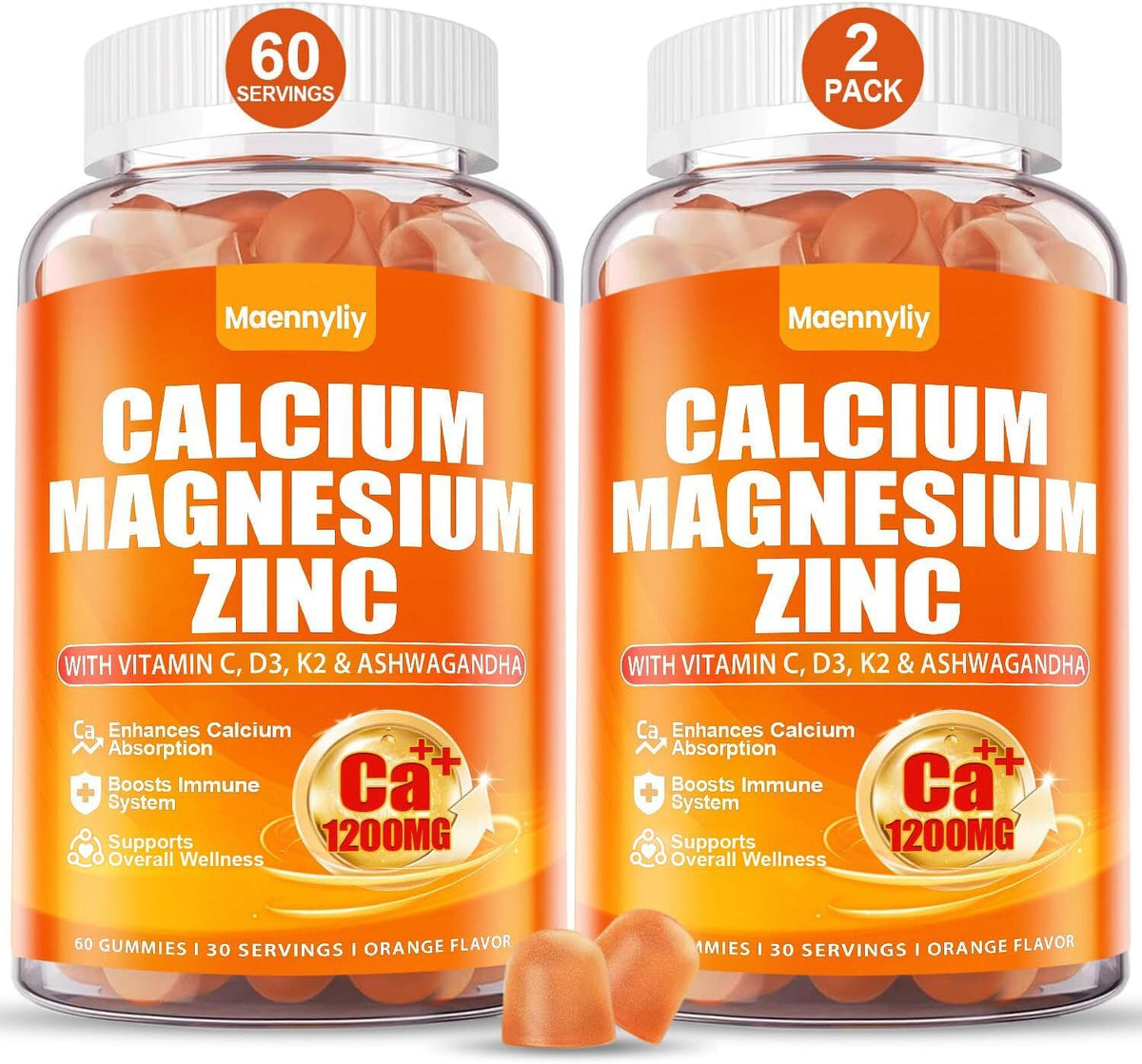 Maennyliy Calcium 1200 mg with Vitamin D3 Gummies - 120 Count