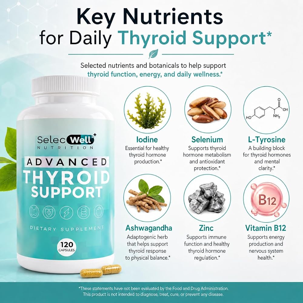 SelecWell Advanced Thyroid Support - 120 Vegetarian Capsules - image 3