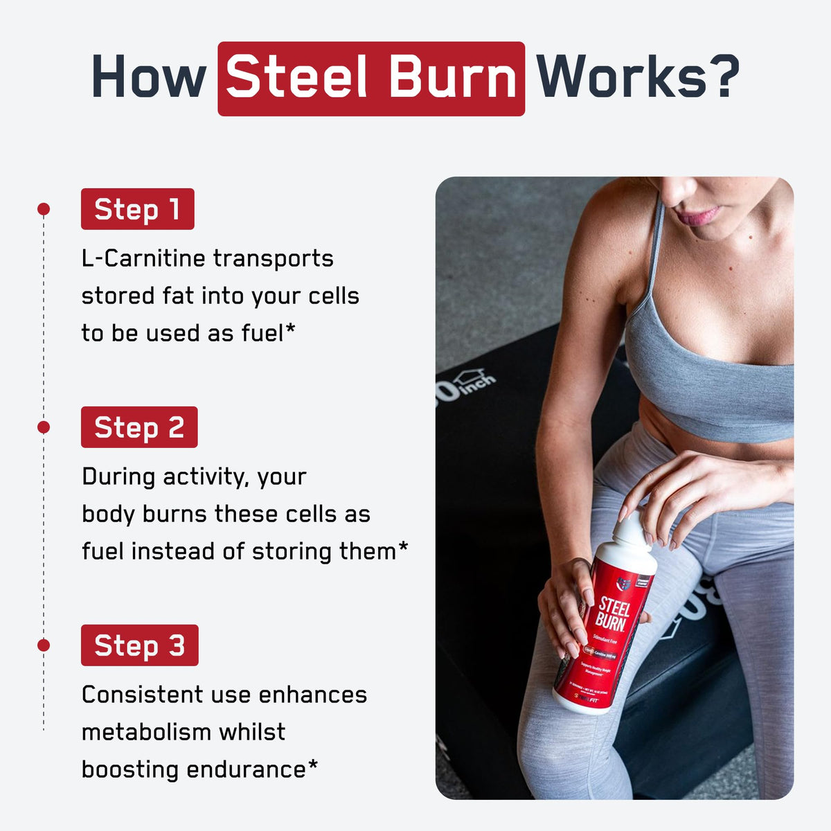 SteelFit Steel Burn Premium Liquid L-Carnitine 3000mg - 16 Fl Oz - image 3