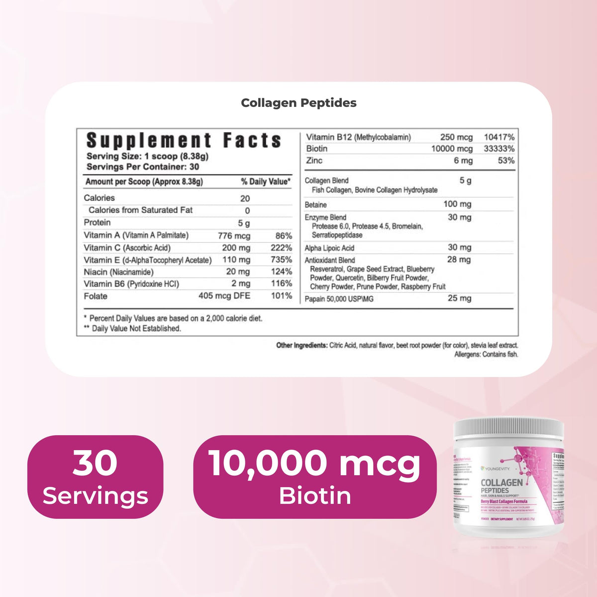 Youngevity Collagen Peptides Powder with Biotin & B12 - 251 g - image 3