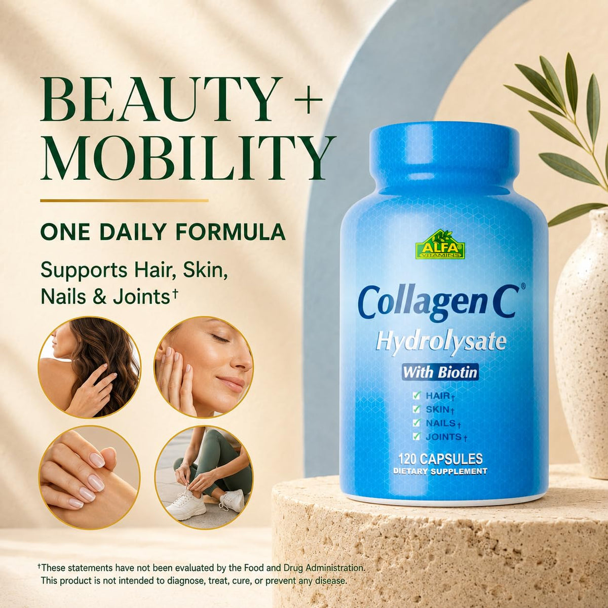 ALFA VITAMINS CollagenC Collagen Hydrolysate Capsules with Biotin