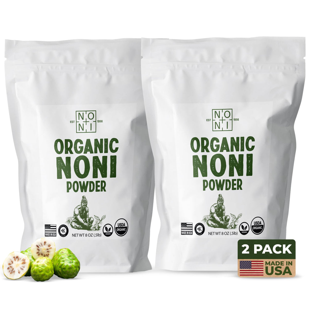 Healing Noni Fruit Powder, 100% Pure, USDA Organic, 8oz Resealable Bag