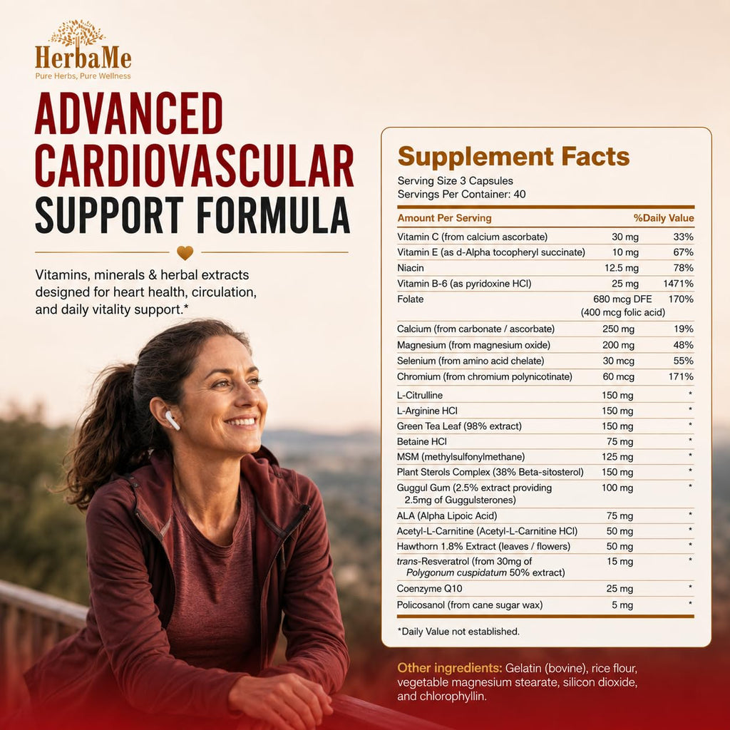 HerbaMe Heart Health Supplement for Circulation Support - 120 Capsules - image 9