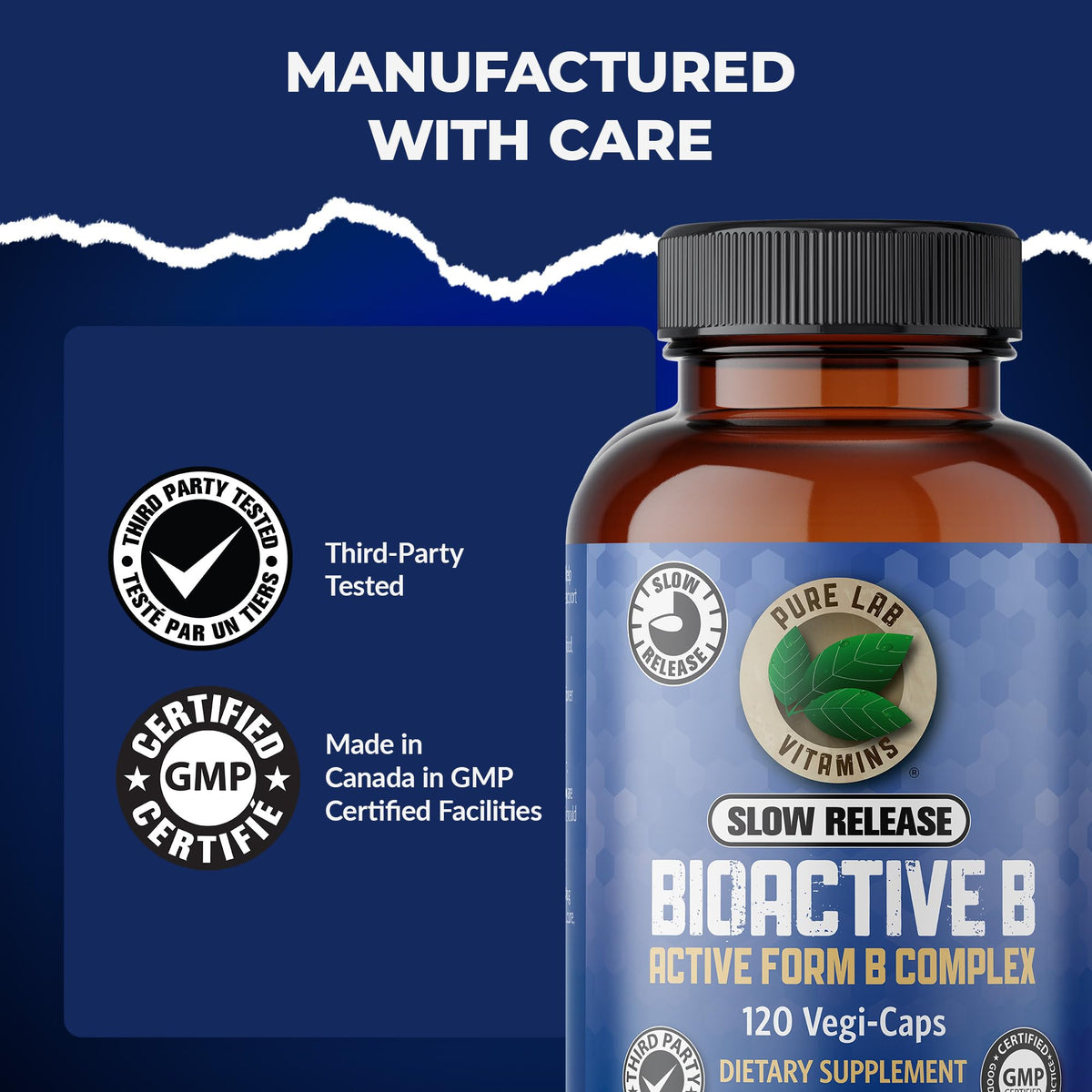 Pure Lab Vitamins Slow Release BioActive B Complex - 120 Vegetarian Capsules - image 7