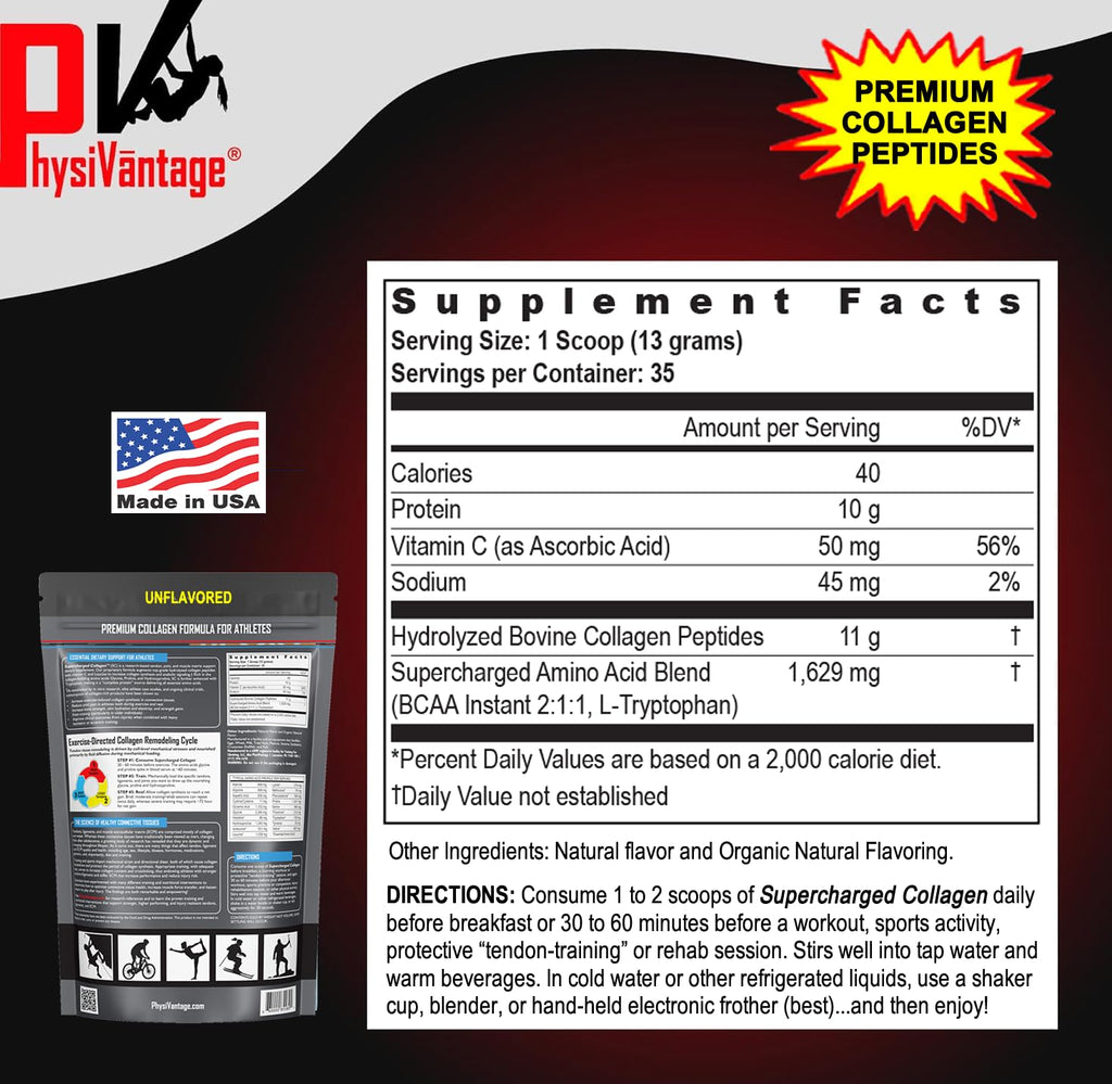 PhysiVantage Supercharged Collagen Powder with Vitamin C + BCAAs