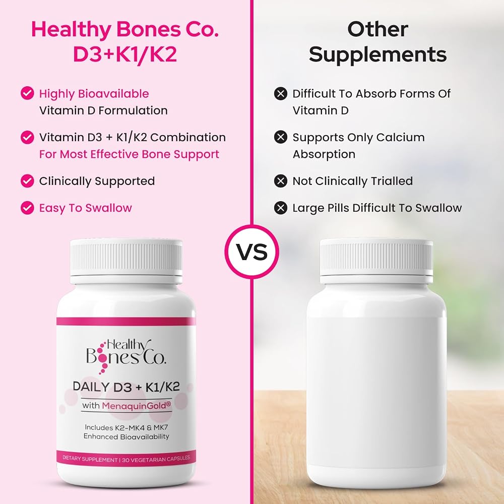 Healthy Bones Co. Vitamin D3 K2 2000 IU - 30 Vegetarian Capsules - image 4