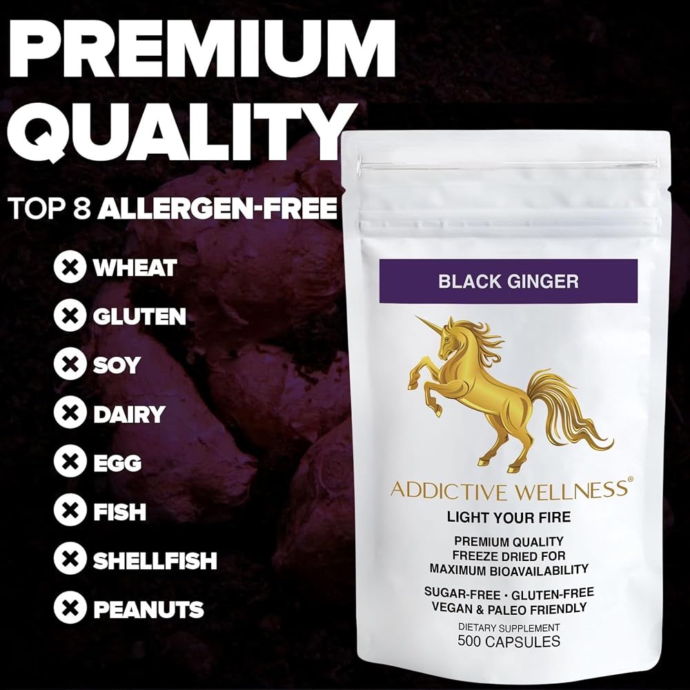 Addictive Wellness Black Ginger Capsules Energy Support - 500 Count - image 7