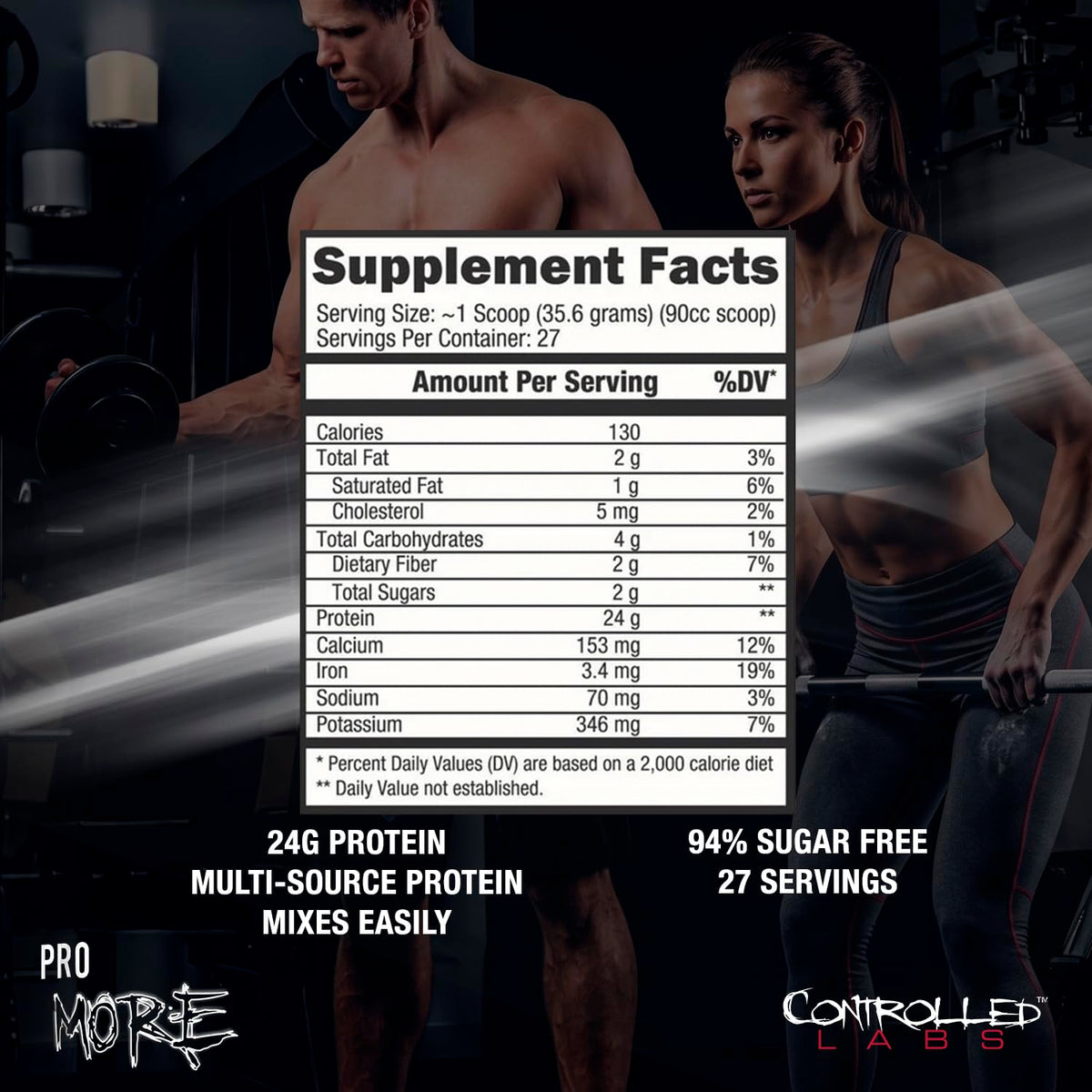 CONTROLLED LABS PROmore Protein Powder, 24g Protein, 27 Serv