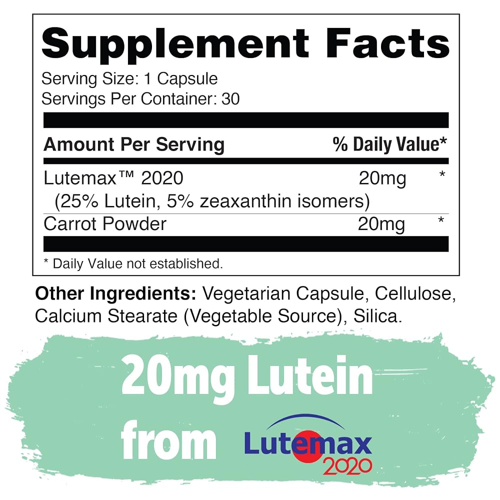 Yuve Lutein & Zeaxanthin 20mg Eye Health Supplement - 30 Vegan Capsules - image 2