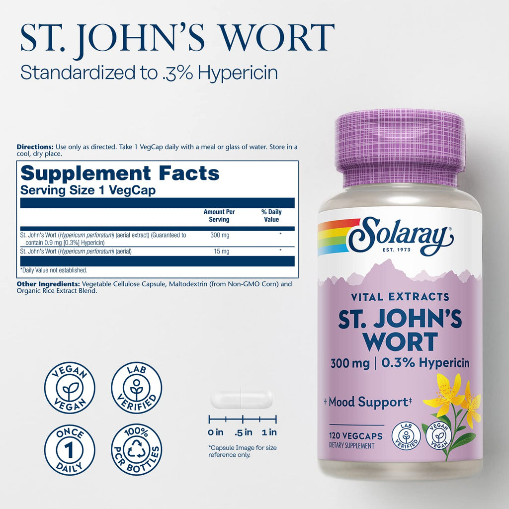 SOLARAY Unflavored Capsules St. John'S Wort Mood Support 300Mg Yes