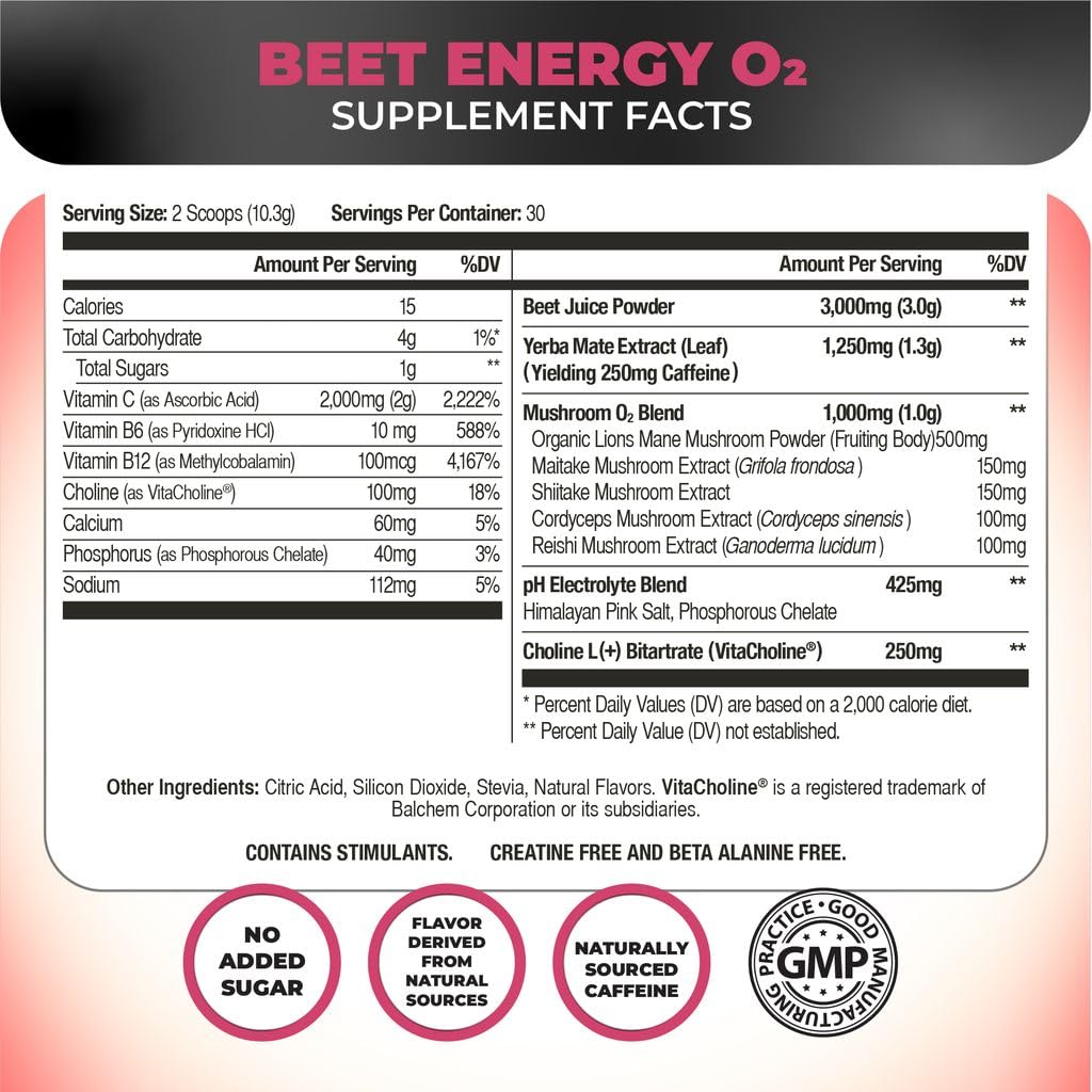 Nutrology Beet Energy O2 Pre Workout Powder Passion Fruit - 30 Servings - image 3