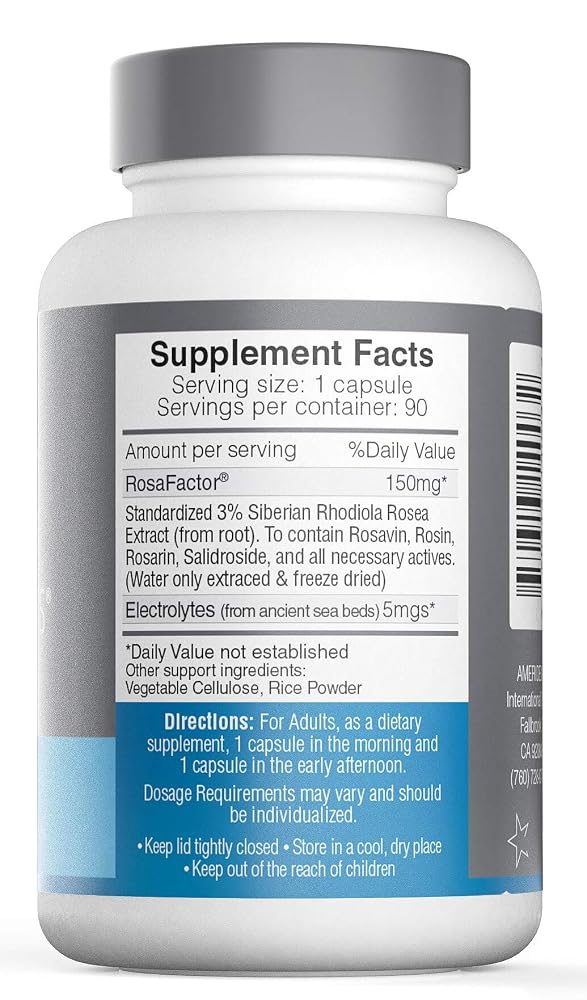 Ameriden Rosavin Plus Rhodiola Rosea 150mg Energy - 90 Capsules - image 2