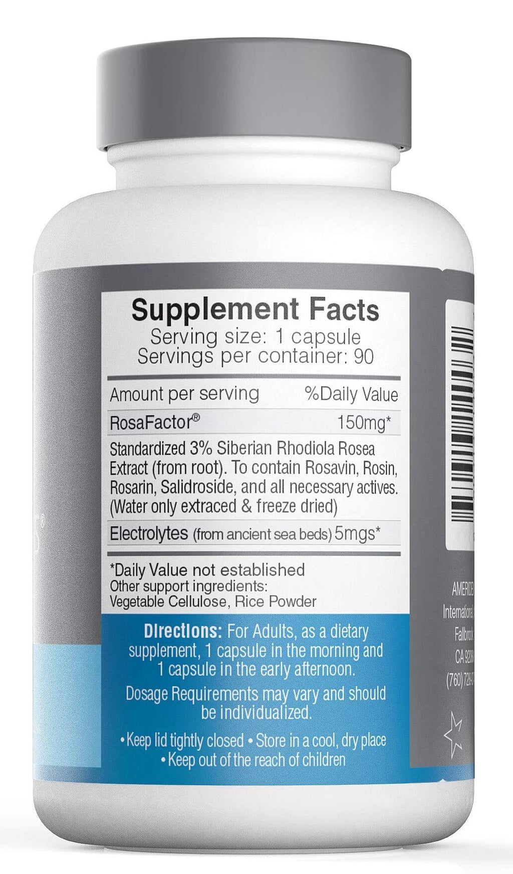 Ameriden Rosavin Plus Rhodiola Rosea 150mg Energy - 90 Capsules - image 2