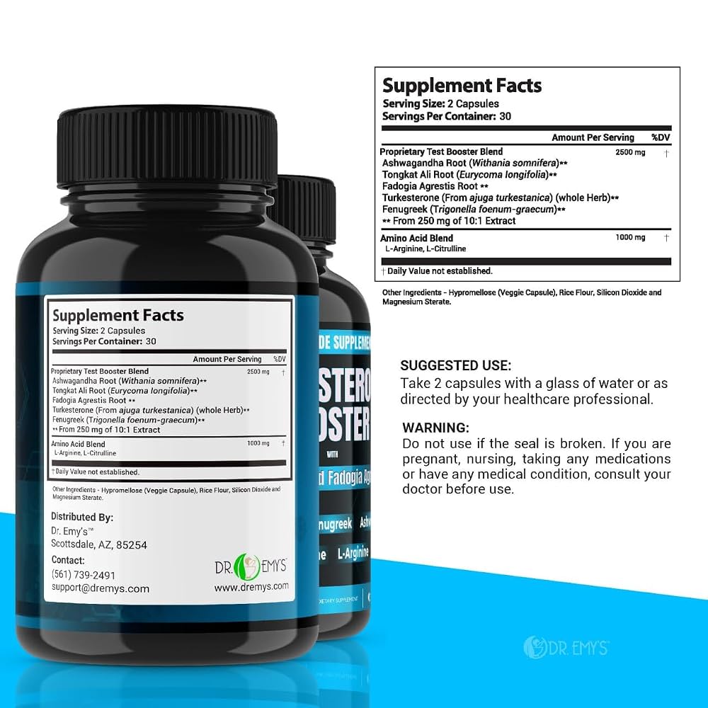 Dr. Emy's Testosterone Booster Tongkat Ali Nitric Oxide - 120 Capsules - image 4