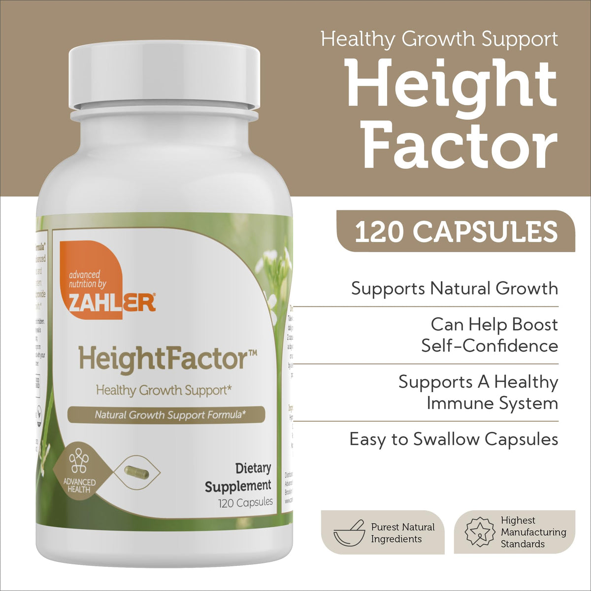Zahler Height Factor Growth Support Vitamin & Mineral - 120 Capsules - image 2