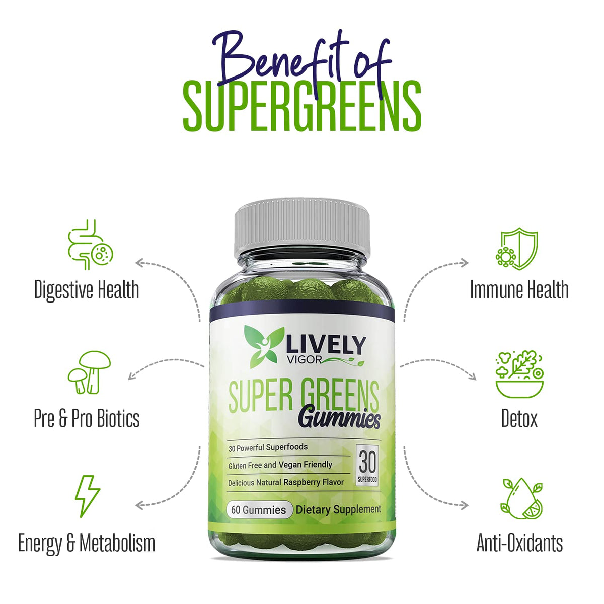 Lively Vigor Super Greens Gummies Multivitamin - 60 Gummies - image 4