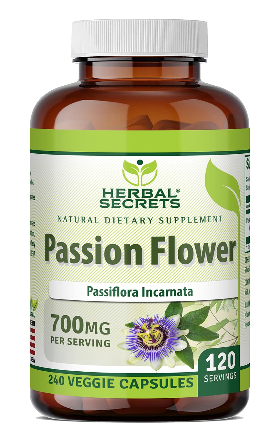 Herbal Secrets Passion Flower 700 Mg - 240 Vegetarian Capsules