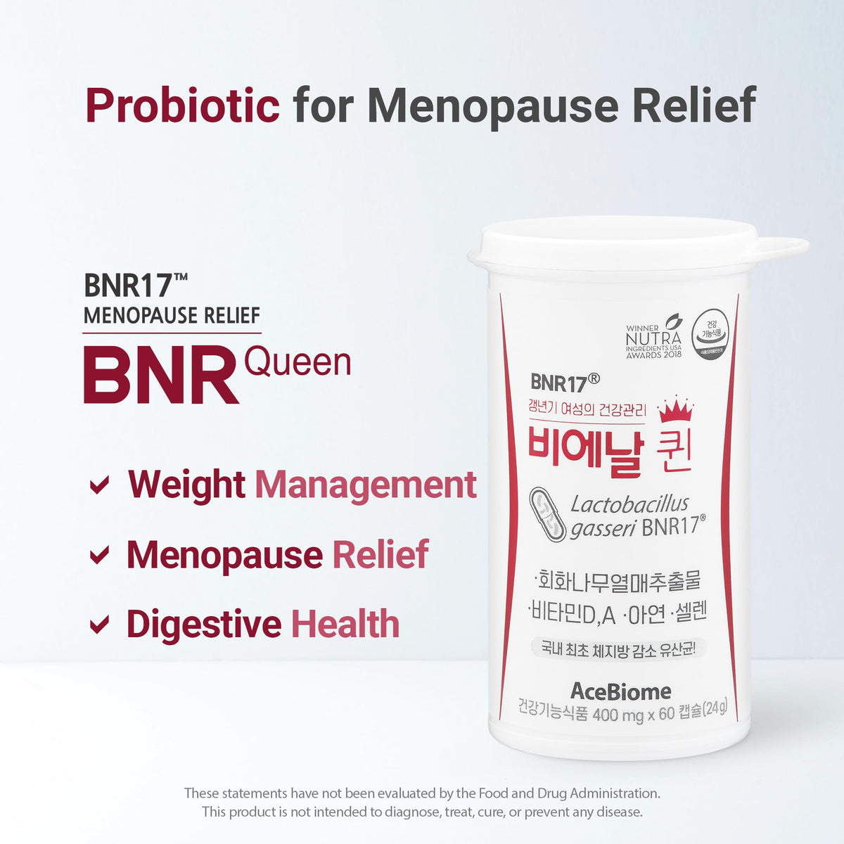 AceBiome Bnr Queen Menopausal Support Probiotic - 360 Capsules - image 3