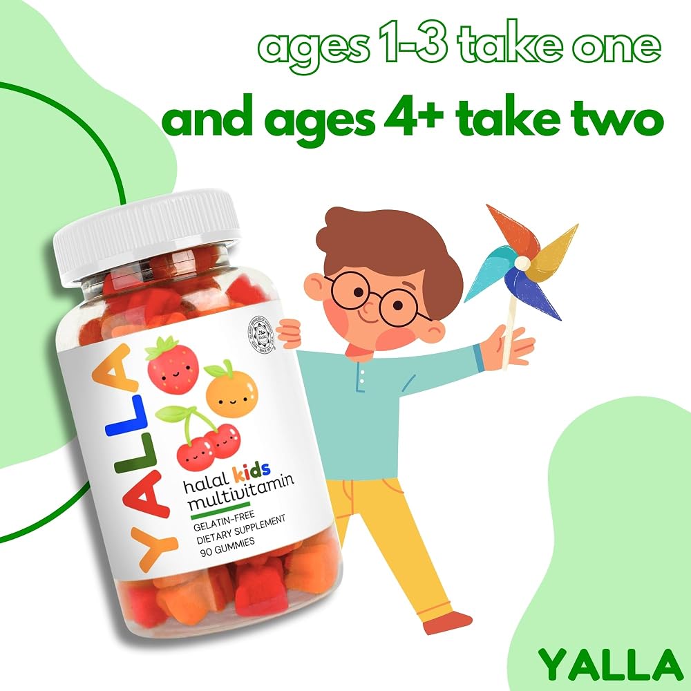 YALLA Halal Kids Multivitamin Gummies with C, D3, Zinc - 90 Count - image 4