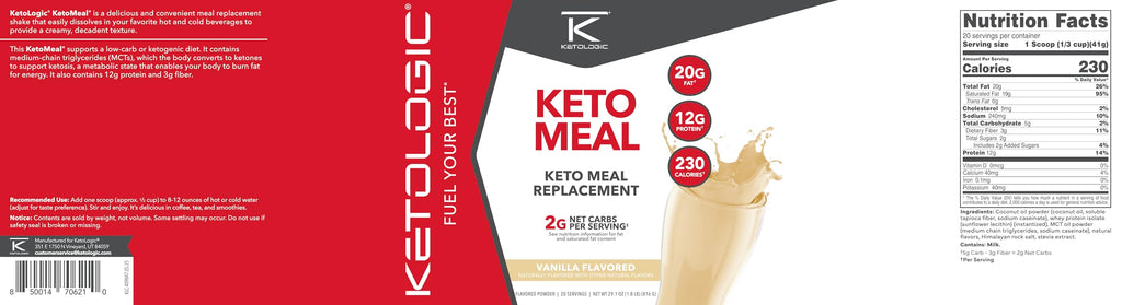 KetoLogic Keto Meal Replacement Shake Powder For Optimal Results +