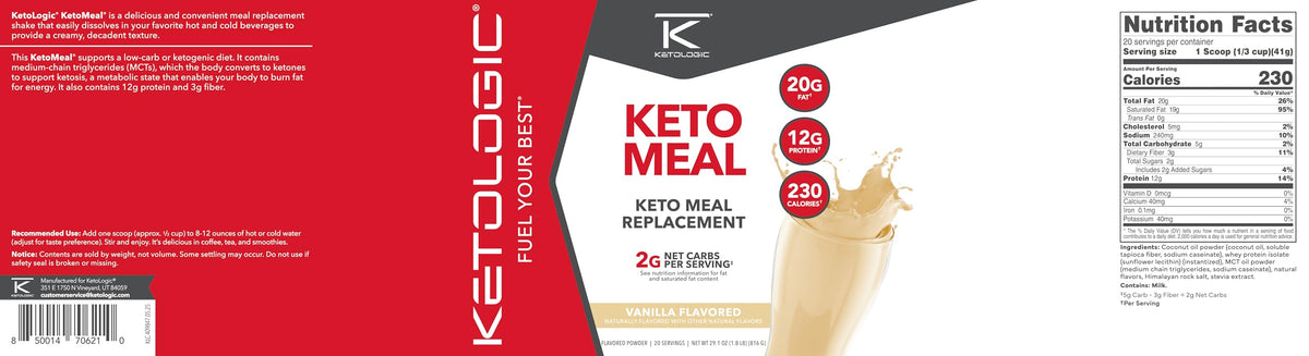 KetoLogic Keto Meal Replacement Shake Powder For Optimal Results +