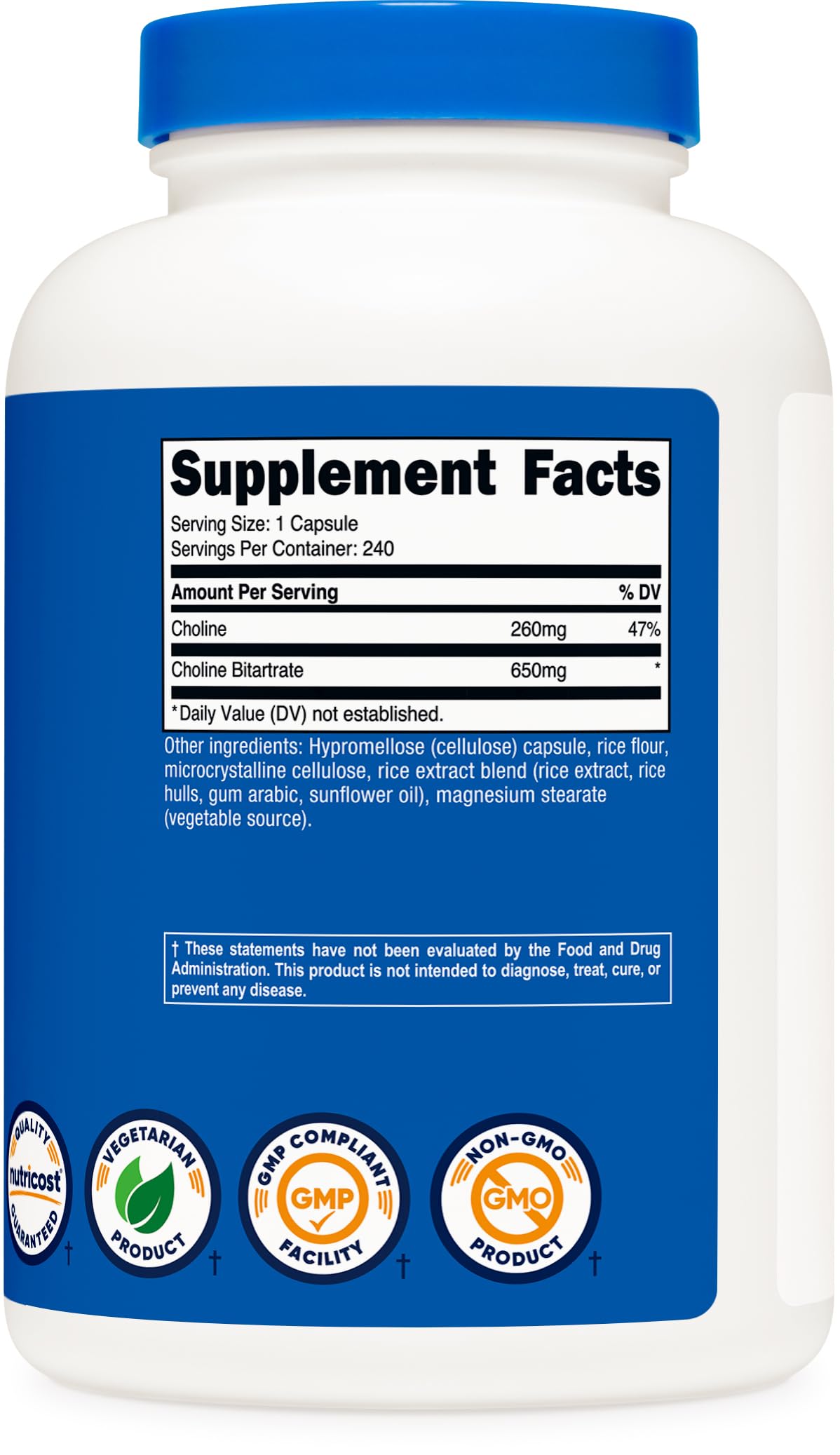 Nutricost Choline Bitartrate 650mg - 240 Vegetarian Capsules - image 5