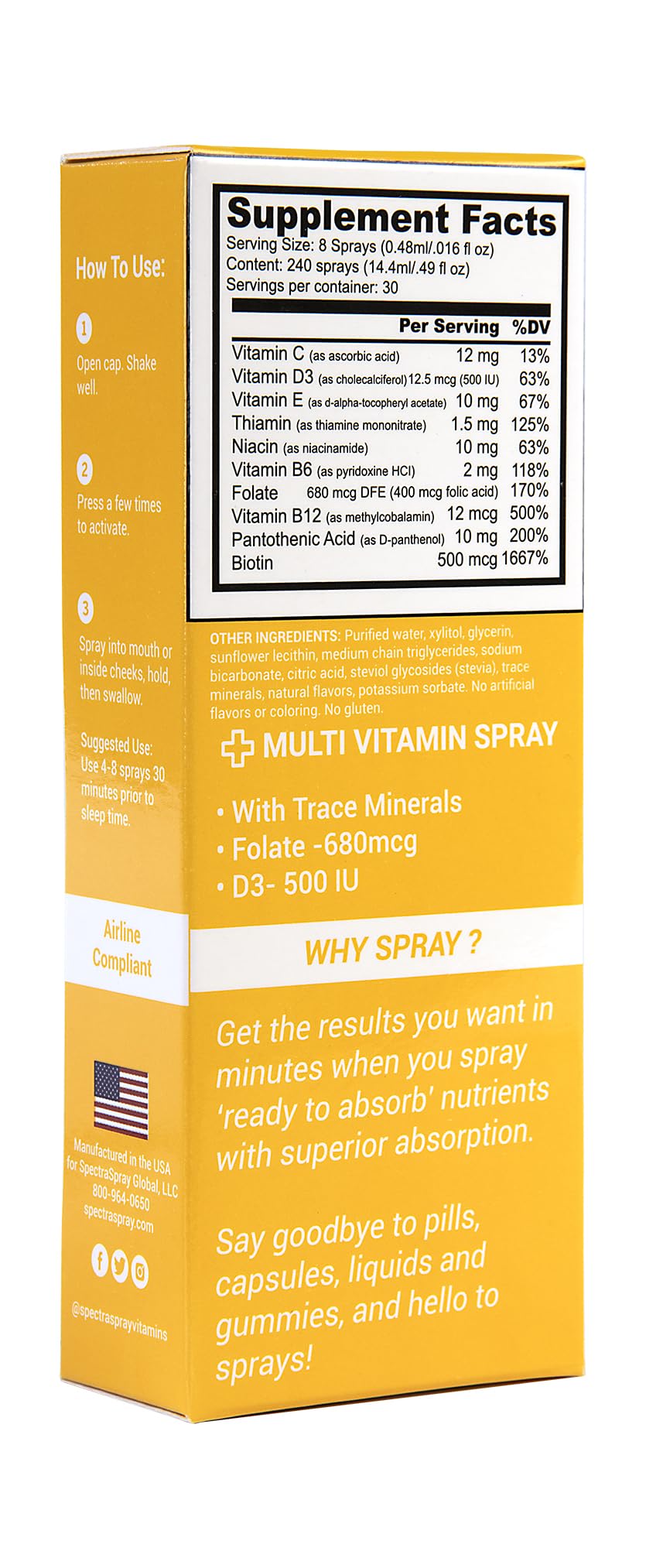 Spectraspray Multi Vitamin Oral Spray B12, D3 & Biotin - Pack of 3 - image 3