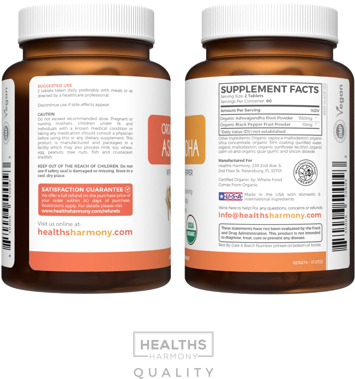 Healths Harmony Organic Ashwagandha Supplement - 120 Tablets - image 8