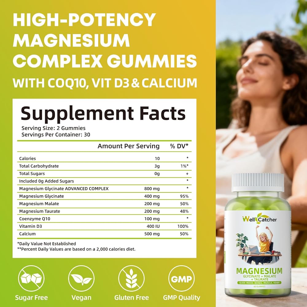 Wellcatcher Triple Magnesium Complex Gummies for Sleep - 60 Count - image 6